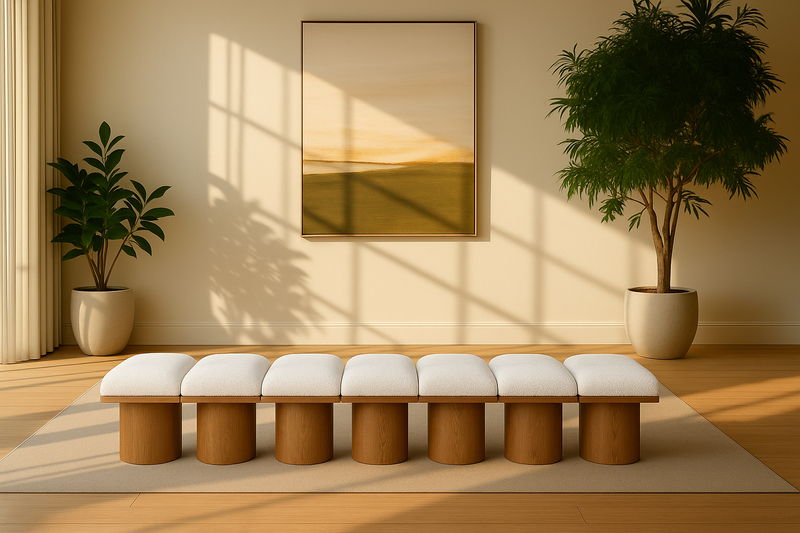 Pavilion - 7 Piece Modular Bench With Brown Base