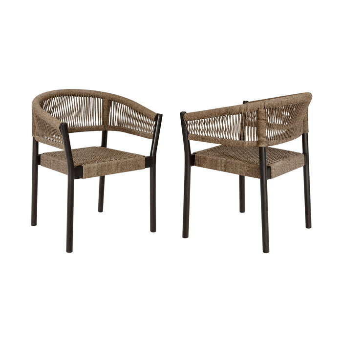 Doris - Outdoor Patio Dining Chair (Set of 2) - Dark Eucalyptus / Truffle