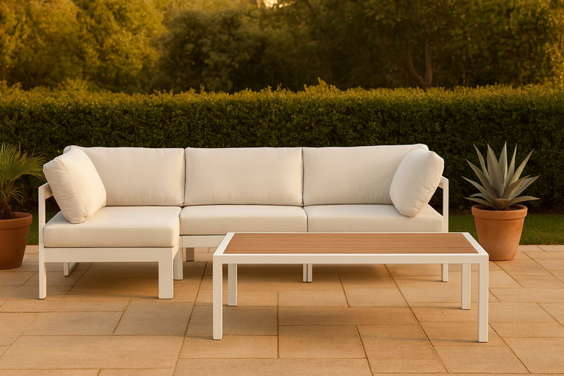 Nizuc - Outdoor Patio 4 Piece Modular Sectional With White Frame