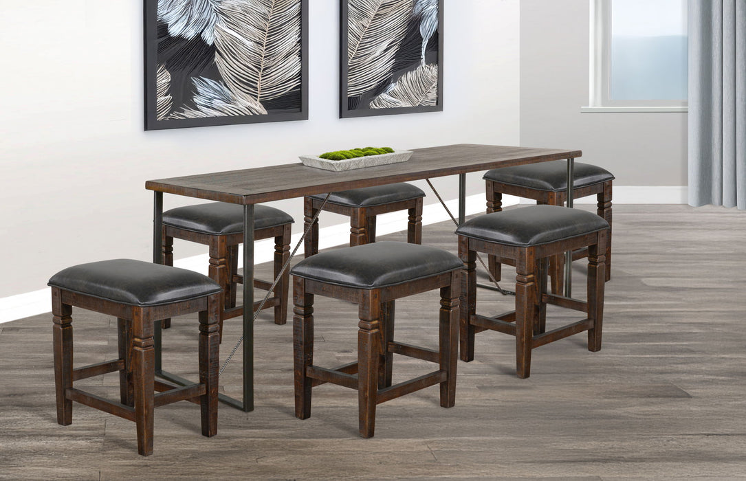 Newport - Counter Upholstered Height Friendship Set - Tobacco Leaf