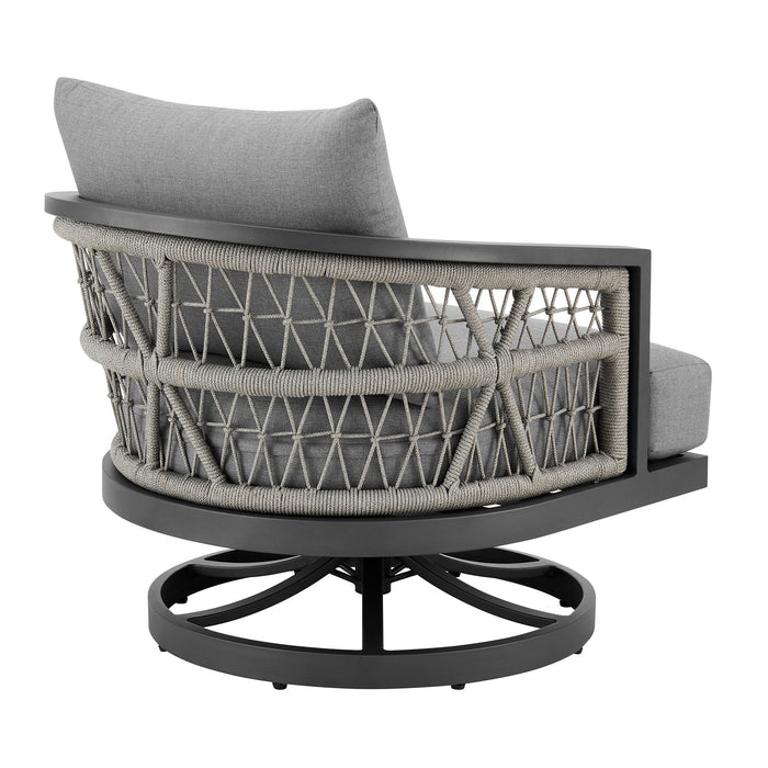 Zella - Outdoor Patio 3 Piece Swivel Seating Set - Light Gray