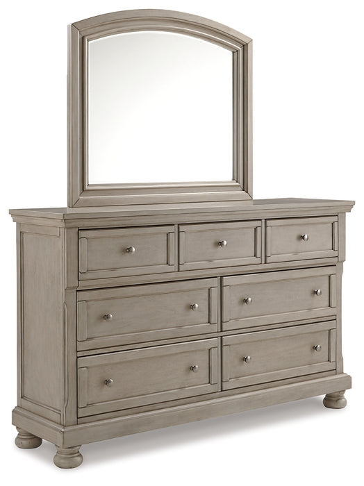 Lettner Queen Panel Bed with Mirrored Dresser, Chest and Nightstand