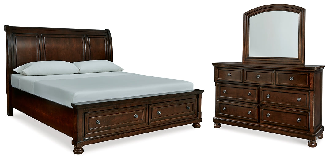 Porter  Sleigh Bed With Mirrored Dresser