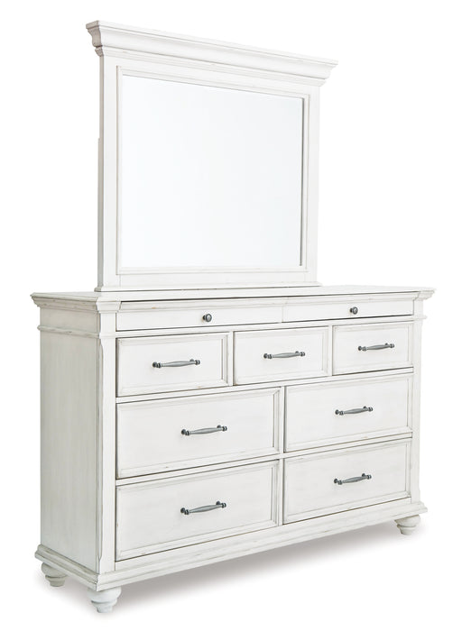 Kanwyn Queen Panel Bed with Storage with Mirrored Dresser, Chest and Nightstand