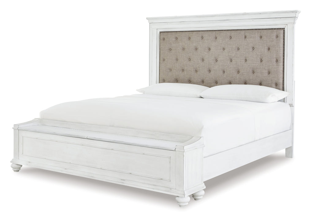 Kanwyn Queen Panel Bed with Storage with Mirrored Dresser, Chest and 2 Nightstands