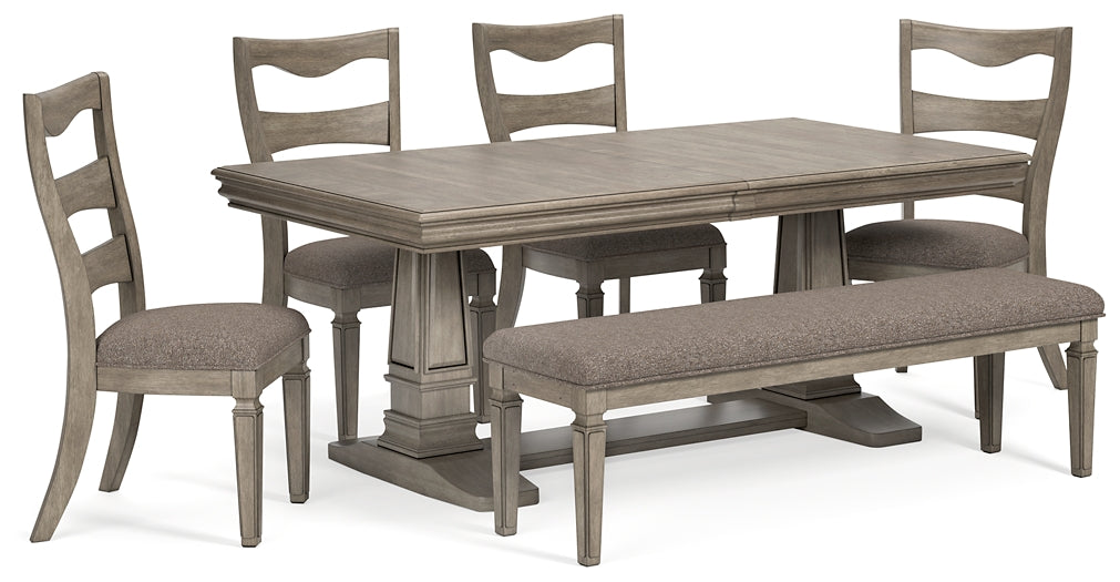 Lexorne Dining Table and 4 Chairs and Bench