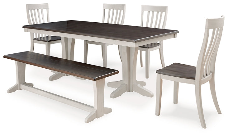 Darborn Dining Table and 4 Chairs and Bench
