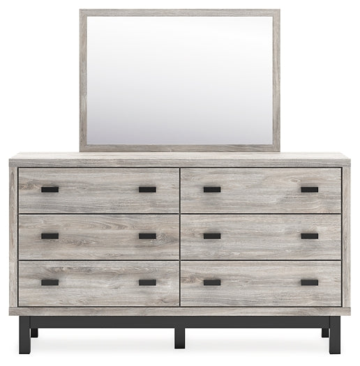Vessalli King Panel Headboard with Mirrored Dresser, Chest and Nightstand