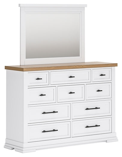 Ashbryn California King Panel Storage Bed with Mirrored Dresser