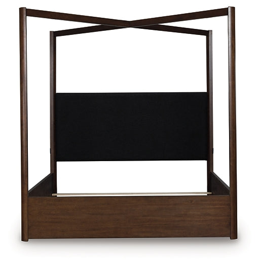 Dilenno Queen Canopy Bed with Mirrored Dresser, Chest and Nightstand