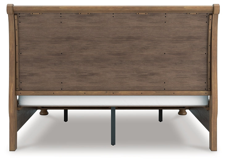 Feddinger King Storage Sleigh Bed with Mirrored Dresser, Chest and Nightstand