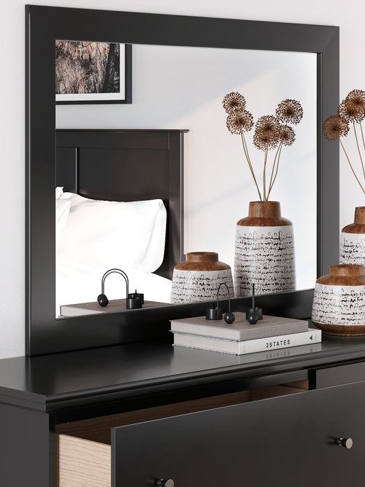 Maribel Queen Panel Bed with Mirrored Dresser and Nightstand