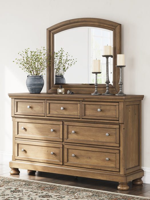 Feddinger King Panel Bed with Mirrored Dresser